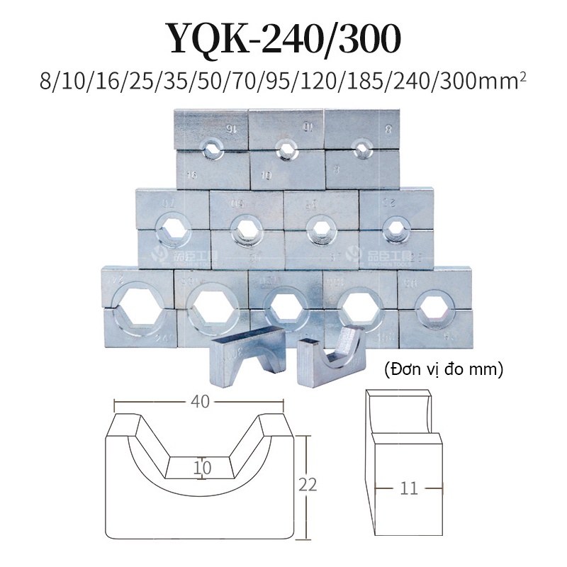 Khuôn cho kìm thủy lực ép cos YQK-70/YQK-240/YQK-300 khuôn lục giác đầu ép cos bộ khuôn bấm cos