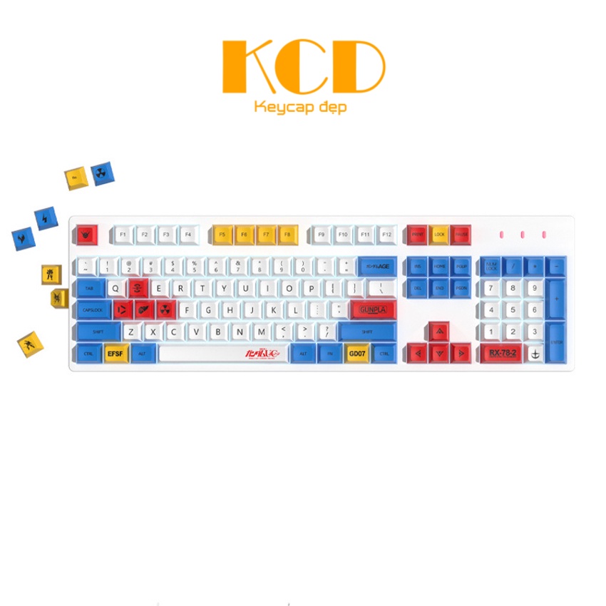 Keycap XDA cao 9.5mm, chủ đề Gundam, chất liệu PBT dày 1.5mm