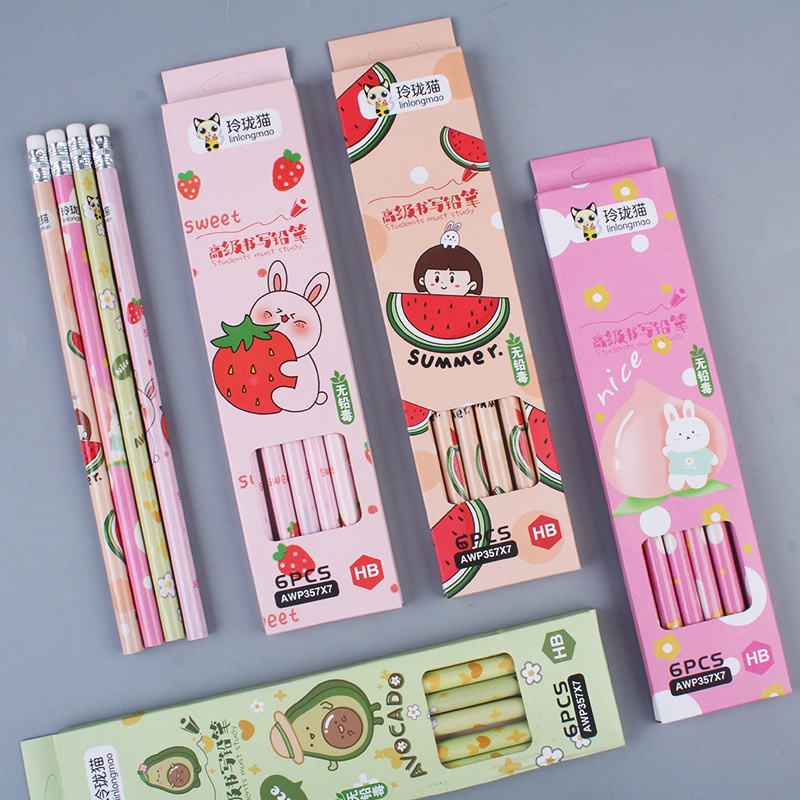 Hộp Bút Chì 2B HB 2B Kèm 10 Bút Chì Hoạt Hình Dành Cho Học Sinh