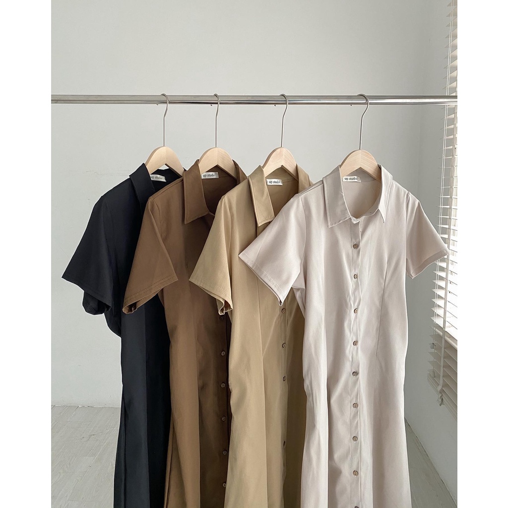 Váy thô cổ sơ mi chun lưng dáng dài Celyn.clothes