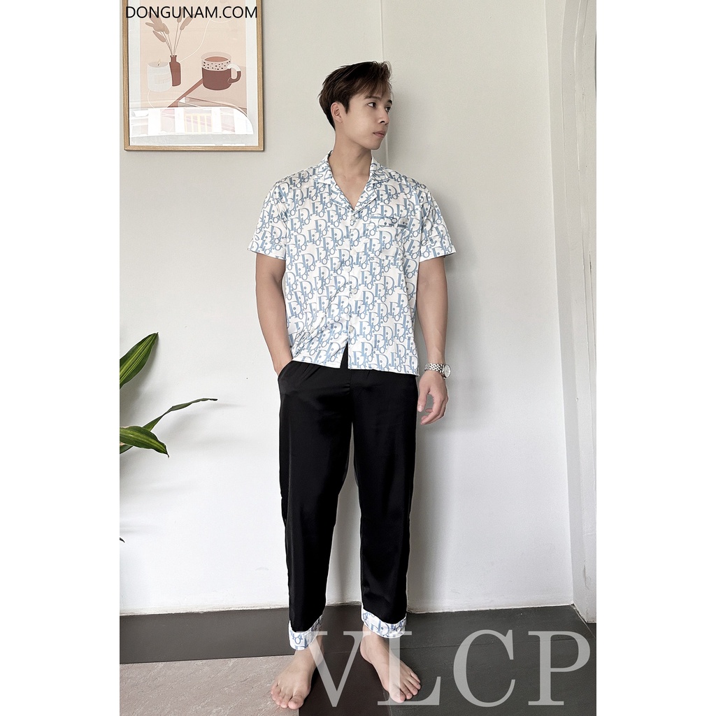 Bộ nam mùa hè bộ đồ nam mùa hè tay ngắn lụa satin mềm mại thời trang sang chảnh D36 - VLCP | BigBuy360 - bigbuy360.vn