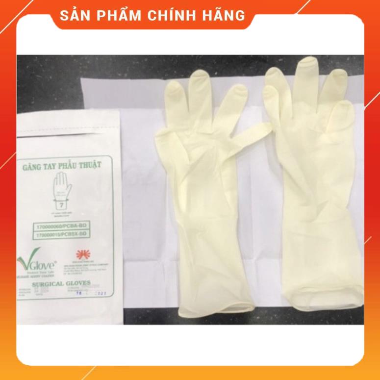 Găng tay phẫu thuật dài 28cm đã tiệt trùng Vglove có bột