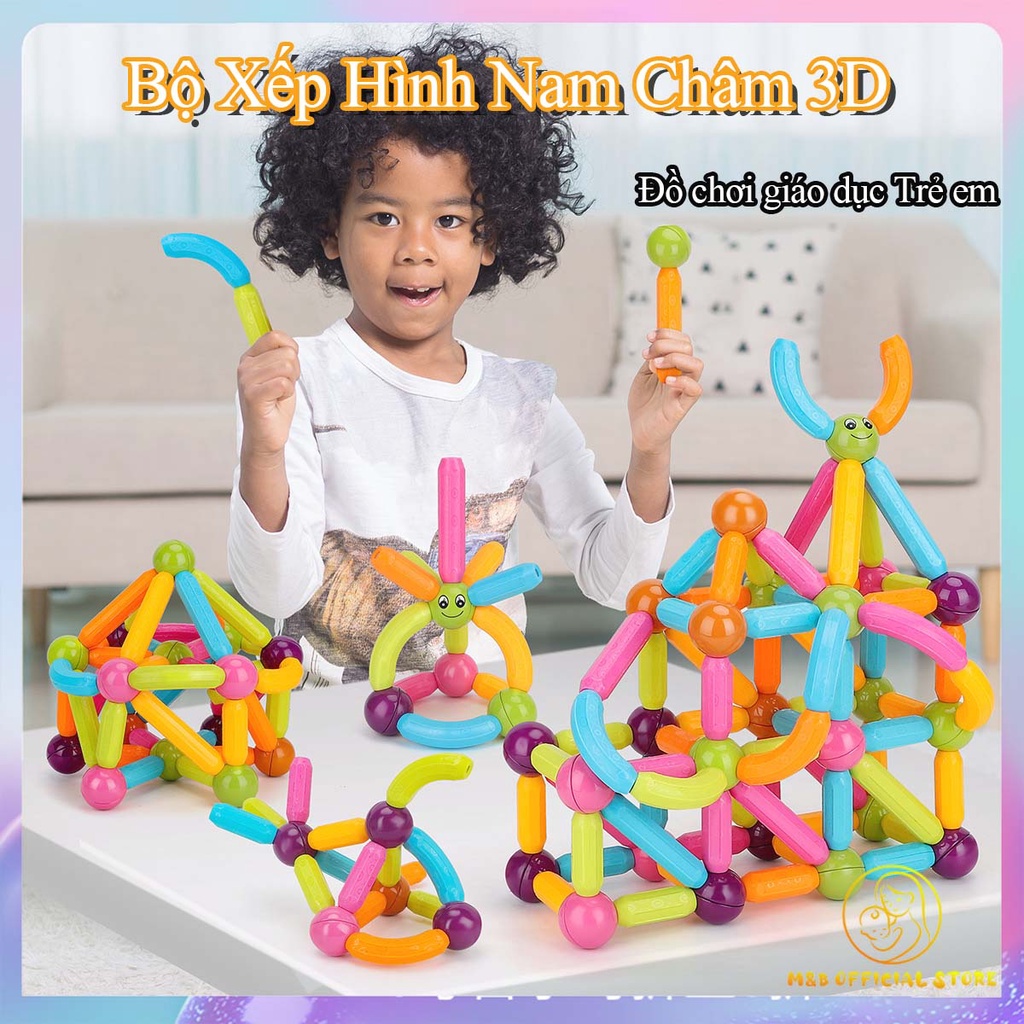 Bộ Đồ chơi xếp hình nam châm 3D 84 Chi Tiết Đồ chơi giáo dục Trẻ em Đồ chơi Học tập Lắp ráp cho bé