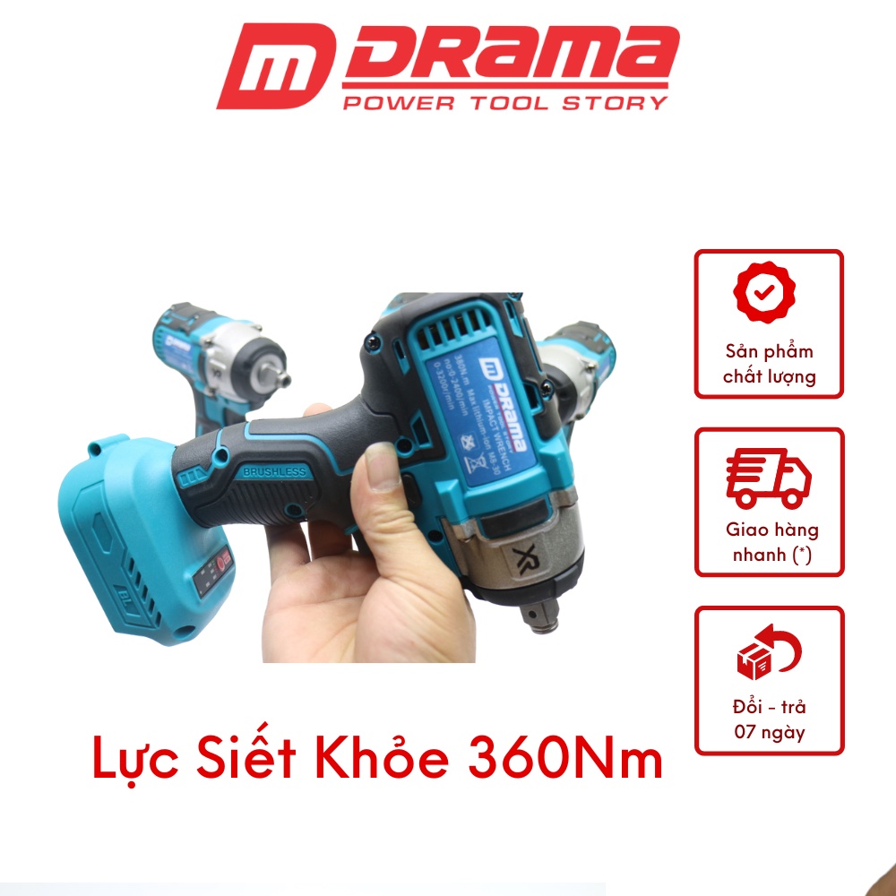 Thân Máy Siết Bulong Xanh DRAMA Chân Pin Thông Dụng