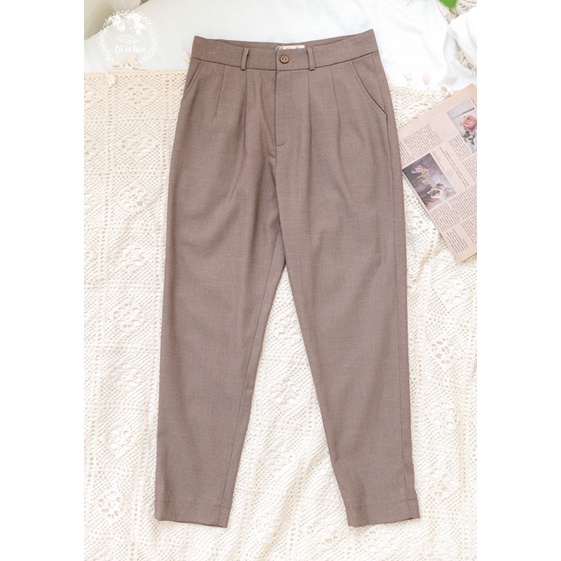 Quần Nữ Baggy Công Sở Co Giãn Màu Trơn 38-72KG LÁ IN HOA: Đen, Xanh Mint, Xám Tro