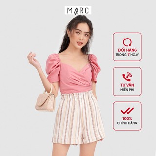 Áo nữ MARC FASHION crop smocking lưng cổ tim FAVH022021