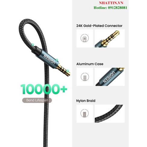 Cáp nối dài âm thanh AUX 3.5mm 3M Ugreen 70878 bọc Nylon cao cấp