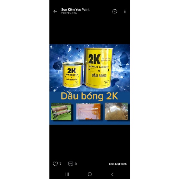 Dầu Bóng 2K  Sơn xe máy, ô tô; Sơn đá; Sơn gỗ.