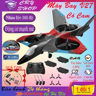 Máy bay phản lực, máy bay điều khiển từ xa có cam v27 trang bị 3 cánh quạt động cơ khoẻ có thể nhào lộn bay lâu cực bền