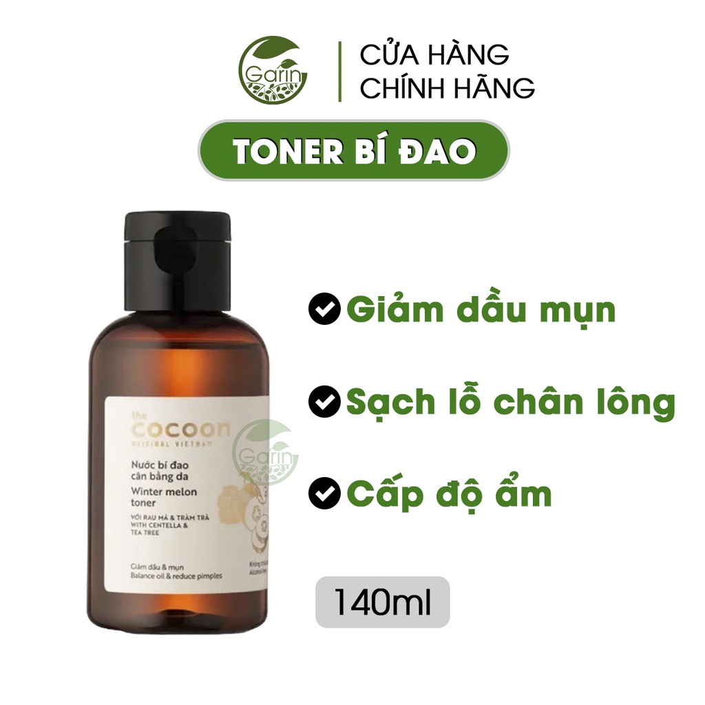 Toner bí đao Cocoon kiềm dầu cân bằng da và độ pH cho mọi loại da Garin 140ml