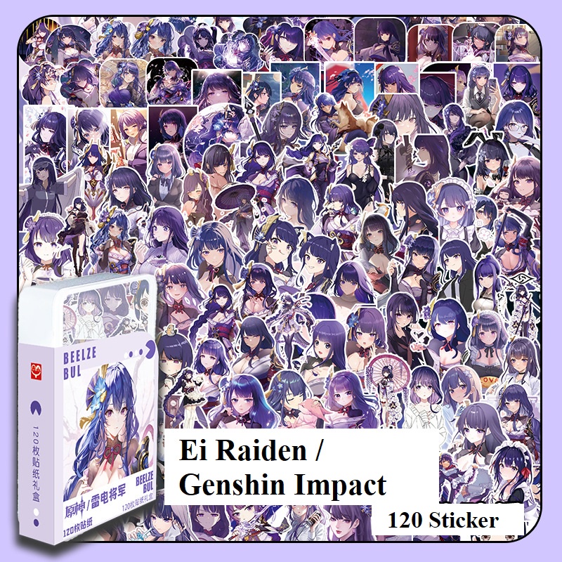 Hình dán Ei Raiden / Genshin Impact | Hộp nhựa 120 miếng hình dán Sticker