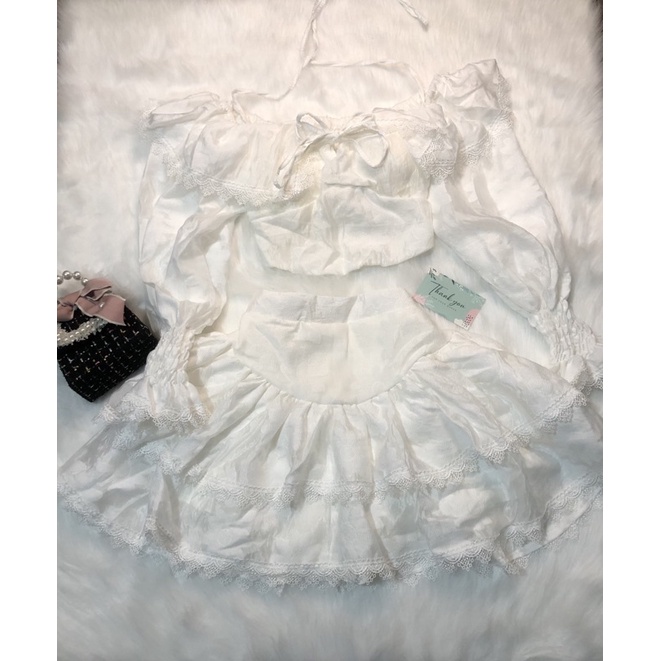 SET ÁO TRỄ VAI + CHÂN VÁY HOA THÊU CHỮ NỔI HÀNG THIẾT KẾ LOẠI 1