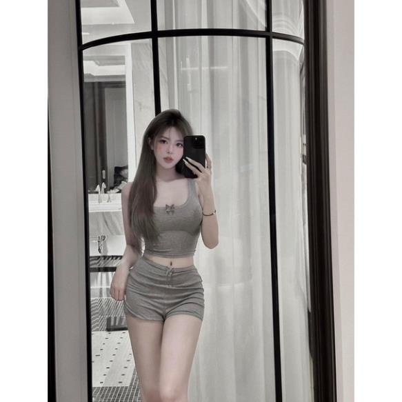 Set ngủ áo ba lỗ quần sooc tăm mai phương bùi