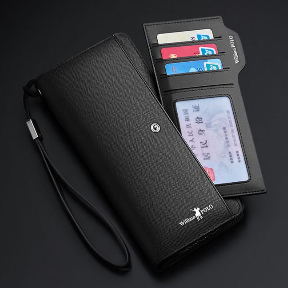 Ví dài nam , ví nam cao cấp Williampolo chất liệu da bò nguyên tấm V16