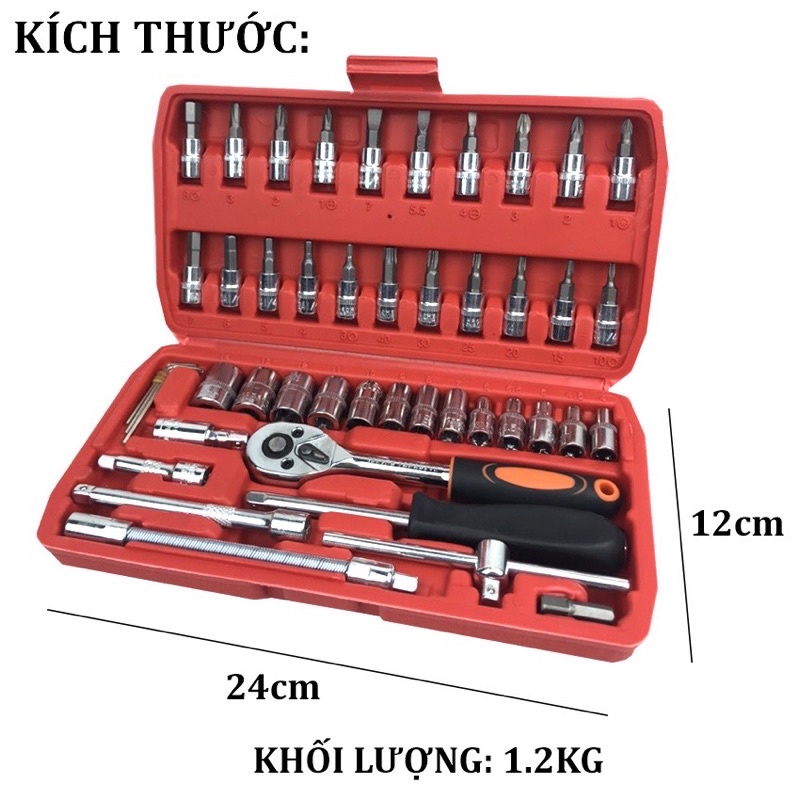 Bộ dụng cụ sửa chửa đa năng 46 chi tiết tuýp 1/4" nhỏ gọn tiện lợi