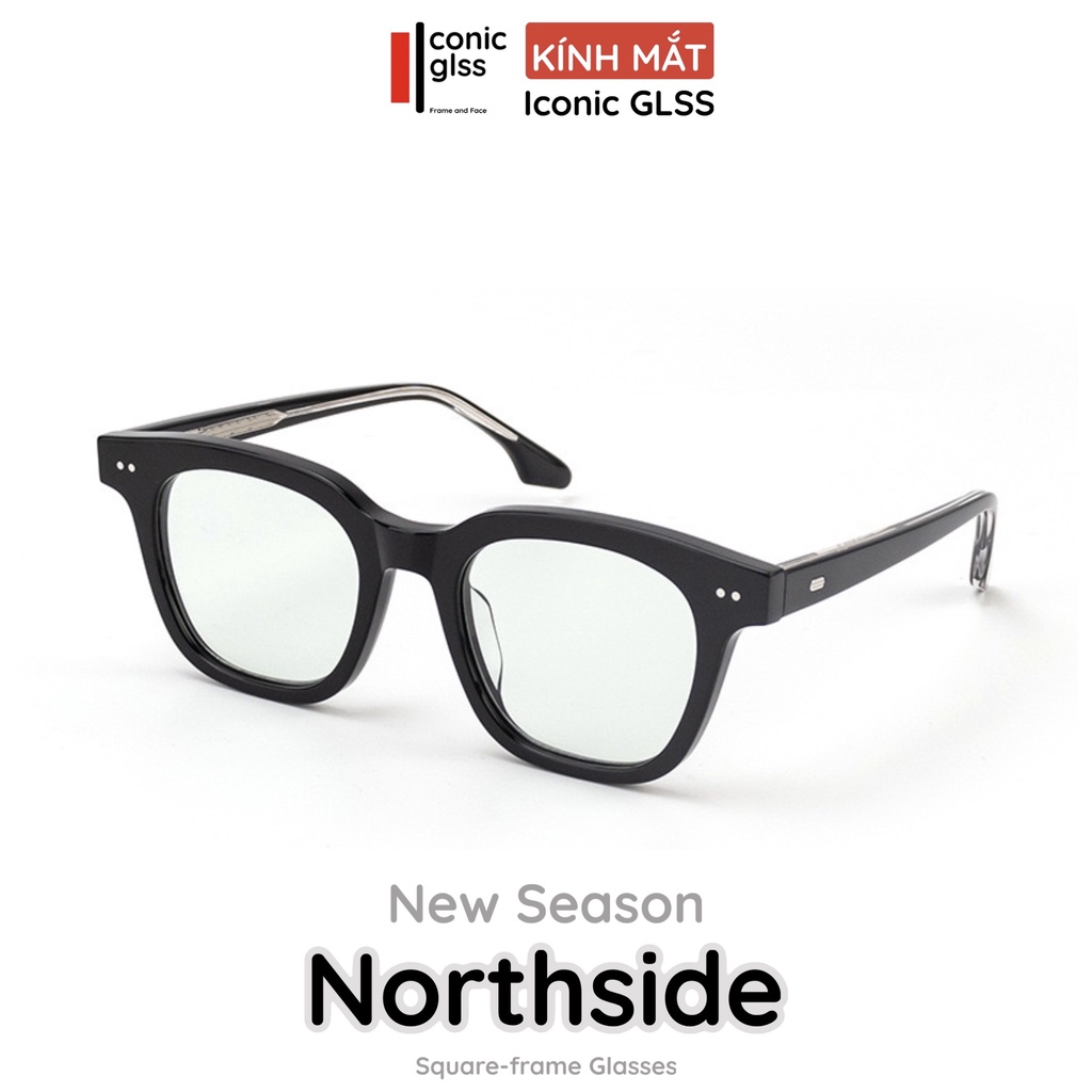 Gọng kính cận dáng vuông nam nữ IconicGLSS nhập khẩu chất liệu nhựa acetate cao cấp tròng mắt giả cận chống tia uv400