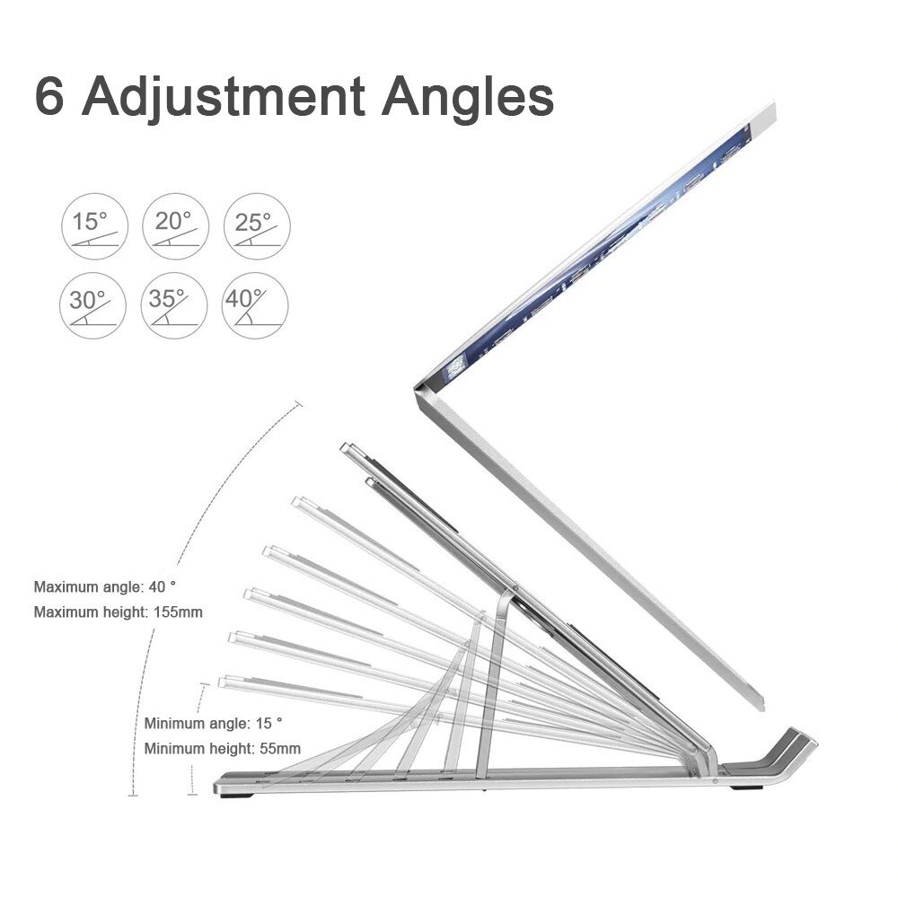 Giá đỡ Laptop, máy tính bảng bằng nhôm có thể điều chỉnh được độ cao, đế tản nhiệt kê laptop nhôm | BigBuy360 - bigbuy360.vn
