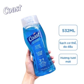 Sữa Tắm Gội Cho Nam Coast Hair & Body Wash 2in1 532ml