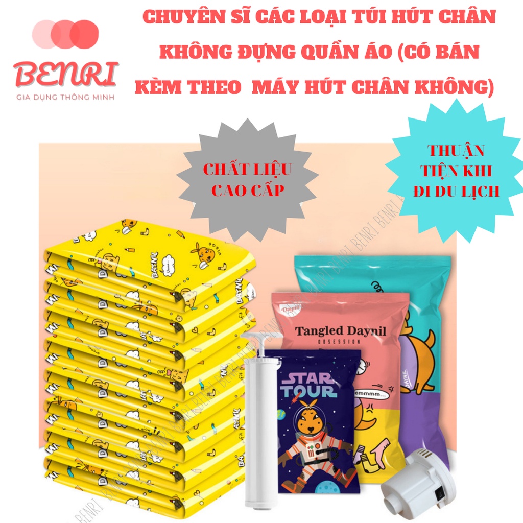 CHUYÊN SỈ LẺ CÁC LOẠI TÚI HÚT CHÂN KHÔNG ĐỰNG QUẦN ÁO BENRI (CÓ BÁN KÈM THEO MÁY HÚT CHÂN KHÔNG) mã THCKL2