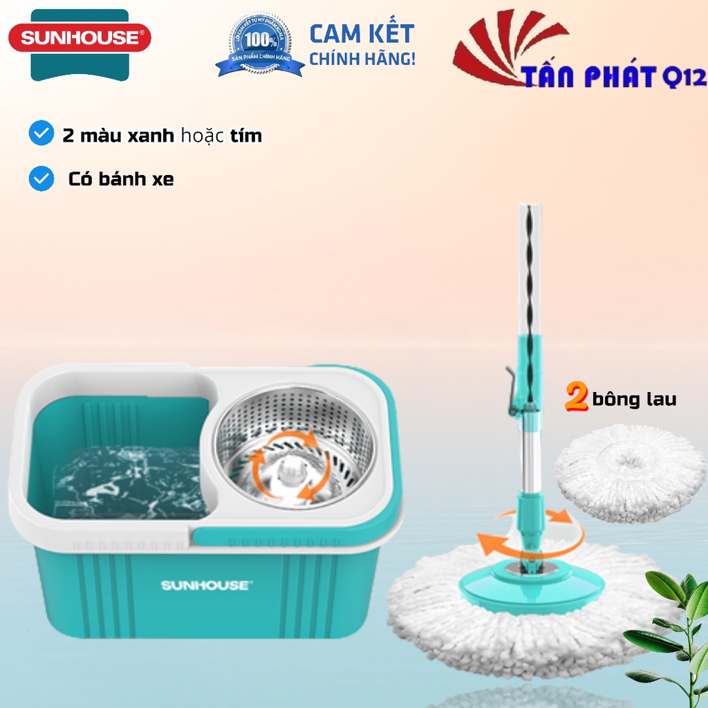 BỘ LAU NHÀ 360 ĐỘ HAPPY TIME KÈM 2 BÔNG LAU NHÀ