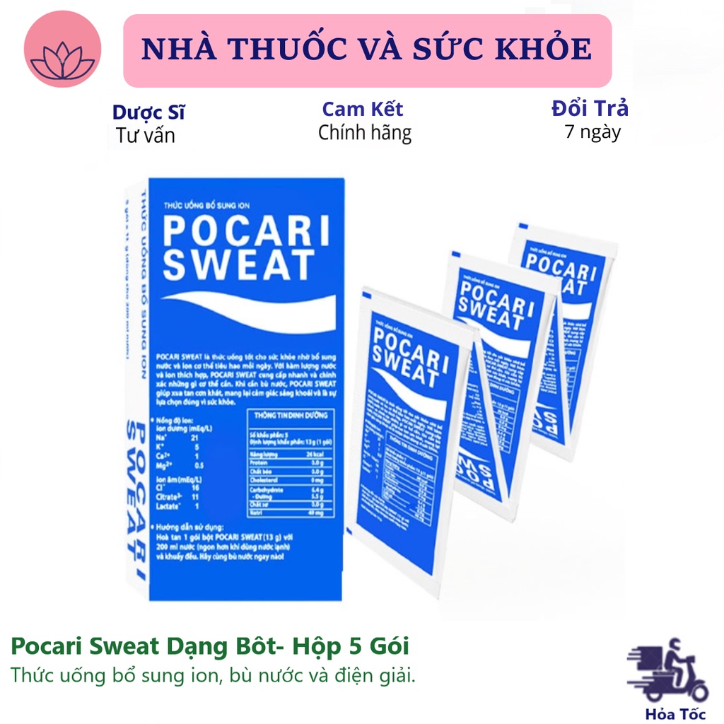Pocari Sweat- Bột Thức uống bù nước, bổ sung ion- Hộp 5 gói
