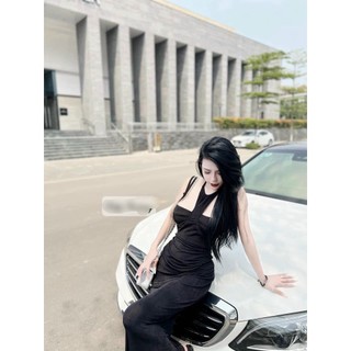 Đầm ôm body cổ yếm có mút ngực