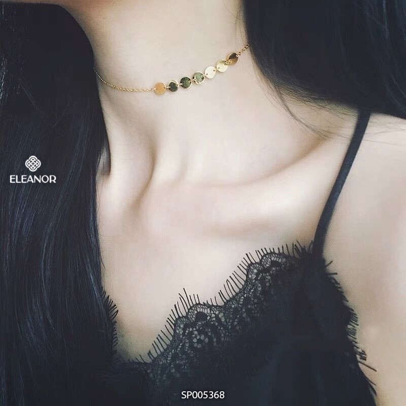 Dây chuyền nữ bạc 925 Eleanor Accessories choker thiết kế mặt tròn mắt xích phụ kiện trang sức 5368