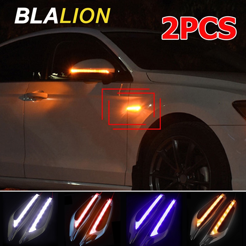 SEAMETAL Xe phổ thông 2 miếng Đèn chắn sáng xe LED Đèn tín hiệu DRL 4 màu Đèn bên xe không thấm nước