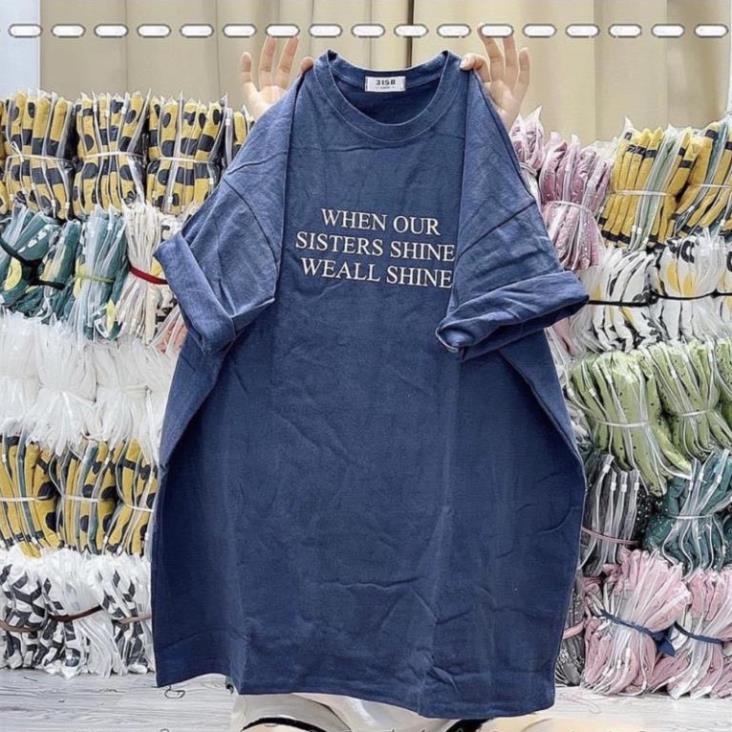 [Rẻ Vô Địch] Áo Thun 3158 Cotton Khô Form Rộng Nam Nữ Unisex In Chữ WHENOUR