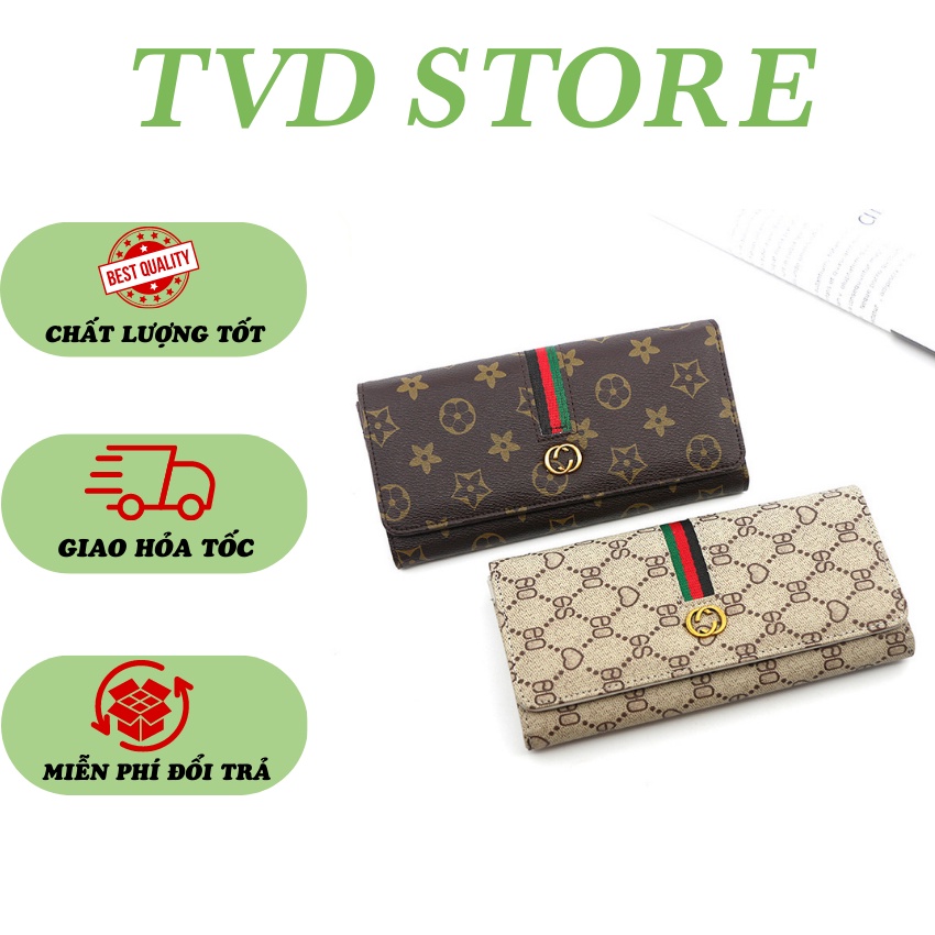 Ví nữ dài đẹp cầm tay nhỏ gọn vừa tay cầm nhiều ngăn đựng tiền thẻ họa tiết sang trọng tinh tế hàn quốc VD13