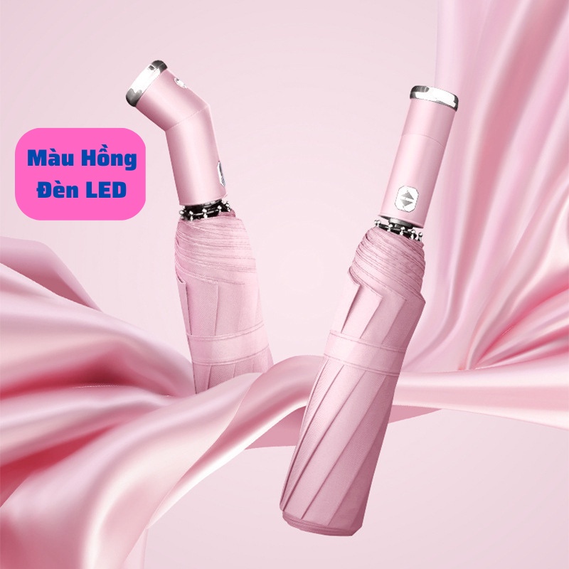 Ô Che Mưa Cao Cấp TỰ ĐỘNG Có Đèn LED Đi Đêm Tiện Lợi, Dù Chống Nắng Cầm Tay 3 Lớp Bảo Vệ Khỏi Tia UV cực tím- Ô JANNA