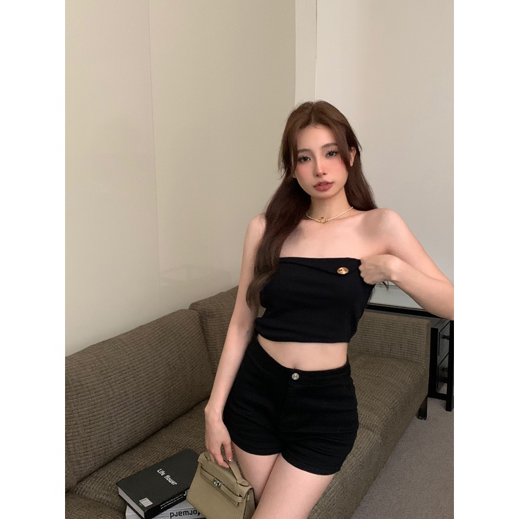 QADCOL Áo Thun Sát Nách Màu Trơn Ôm Ngực Thời Trang Xuân Hè Cho Nữ