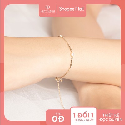 Lắc Tay Vàng Tây LLF179 Thiết Kế Họa Tiết Đơn Giản Đính Đá CZ Lấp Lánh Huy Thanh Jewelry