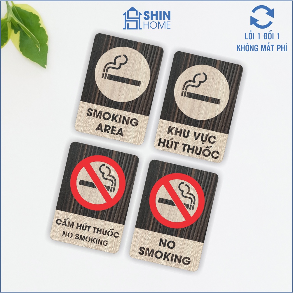 20 mẫu biển cấm bằng gỗ thường dùng, bảng no smoking, bảng không mang giày có sẵn keo dán