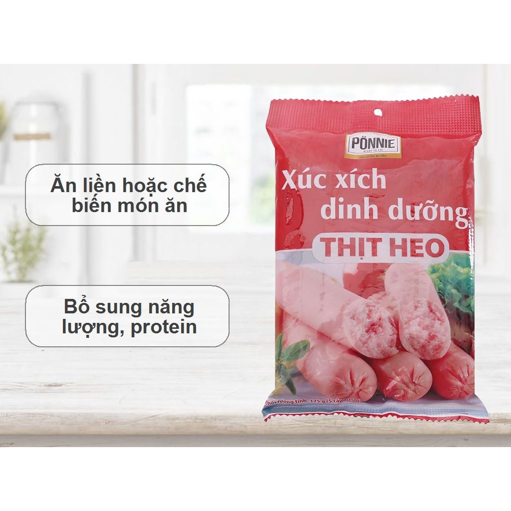 Thùng 20 bịch xúc xích dinh dưỡng ăn liền PONNIE heo 35g / Combo 4 bịch xúc xích dinh dưỡng ăn liền PONNIE heo 35g