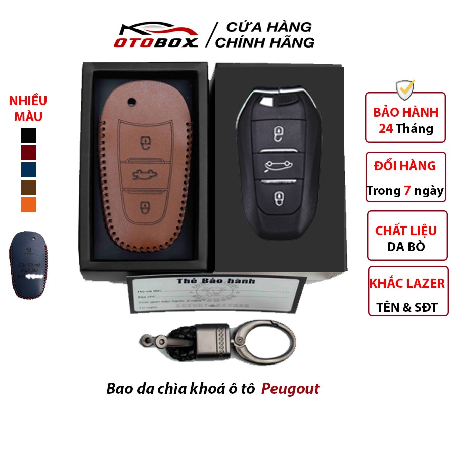 Bao da chìa khóa ô tô xe hơi peugeot 3008, 2008, 5008 chìa thông minh da thật bảo vệ chìa khóa chống xước chính hãng