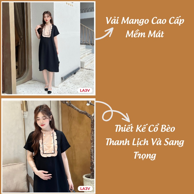 Váy Bầu Thiết Kế Larosa Chất Đũi Hàn Mềm Mát Thấm Hút Mồ Hôi  Cổ Bèo Cho Mẹ Bầu Và Sau Sinh LA3V