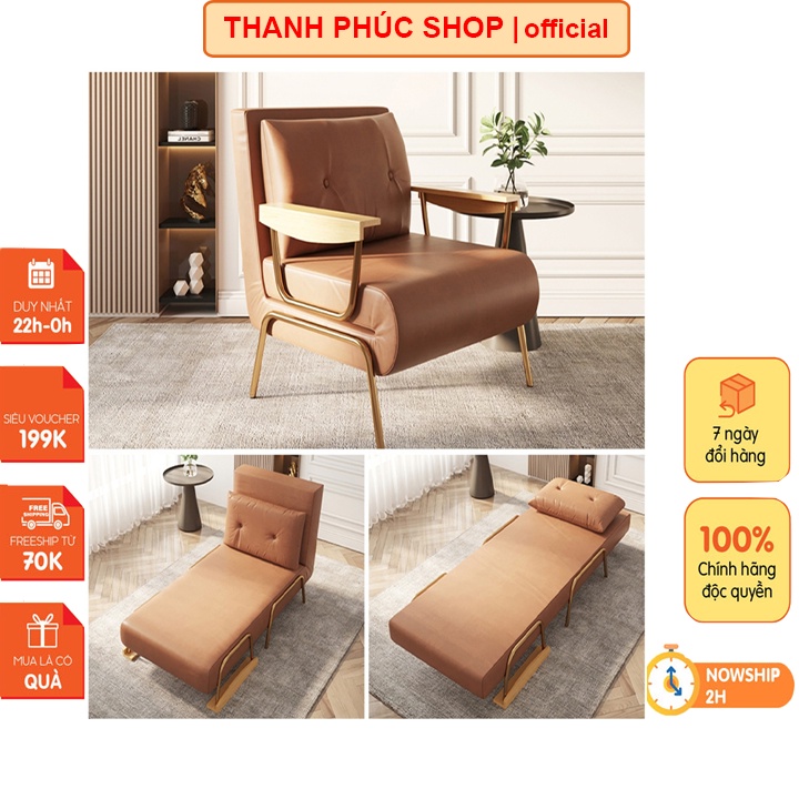 Ghế sopha thông minh kèm giường ngủ, Giường sofa đa năng bằng da cao cấp, Giường gấp gọn nhập khẩu nguyên chiếc.