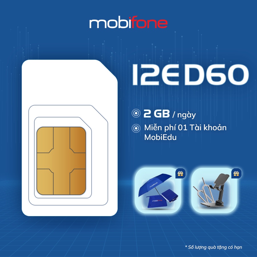 Sim 4G MobiFone ED60 miễn phí 2GB/ngày, KHÔNG GIỚI HẠN DUNG LƯỢNG tốc độ thường