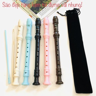 Sáo học sinh recorder 8 lỗ Tone C 5 màu Swan tặng kèm túi đựng vải