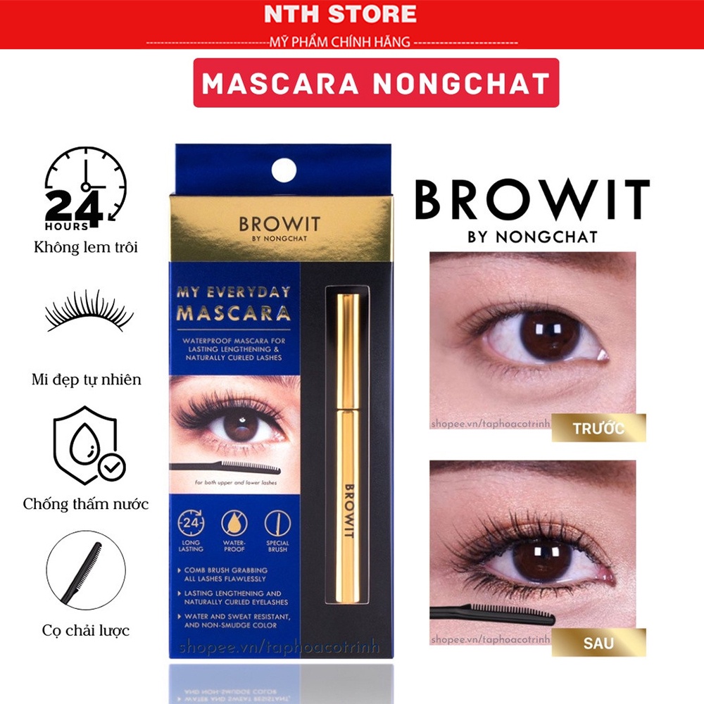 Mascara NongChat Browit Thái Lan làm dày, dài cong mi, lâu trôi chuyên dụng cho makeup