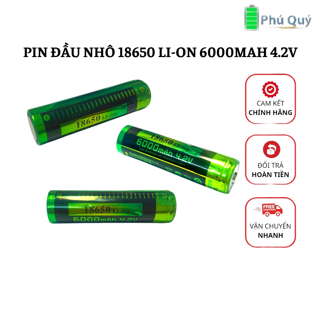 Bộ 2 Viên Pin Sạc Akasha 4.2V 18650 - 6.000mAh Đầu lồi - Dùng cho Quạt Sạc, Đèn Pin, Loa, Tông Đơ, Sạc Dự Phòng...