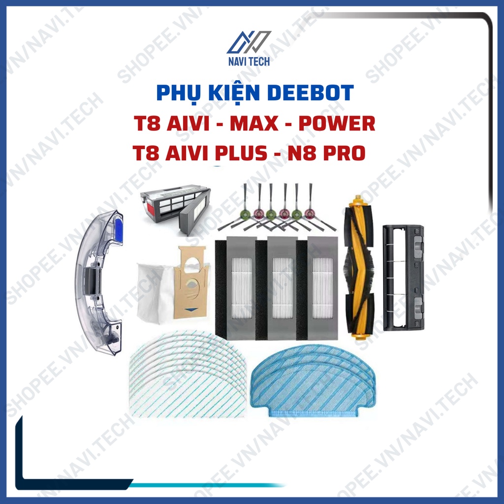 Phụ kiện Robot Ecovacs Deebot T8 Aivi, Power, Max, T8 Aivi Plus, N8 Pro, N10 khăn,chổi cạnh,chổi chính,chổi giữa,lọc bụi | BigBuy360 - bigbuy360.vn