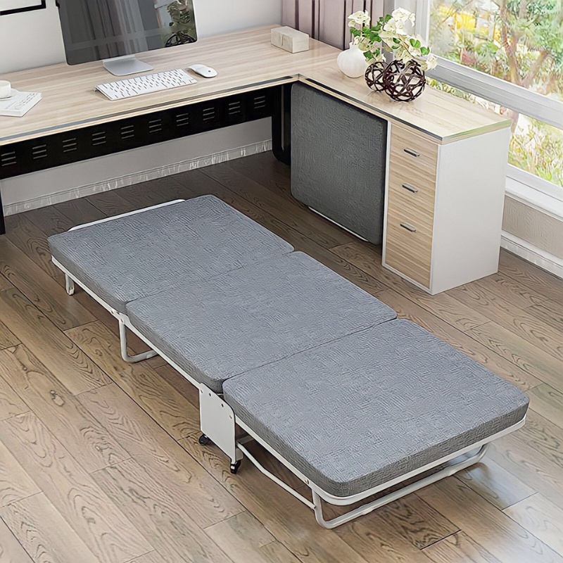 Giường văn phòng gấp gọn đa năng có bánh xe di chuyển, giường xếp gấp gọn thông minh đệm dày nằm êm ái