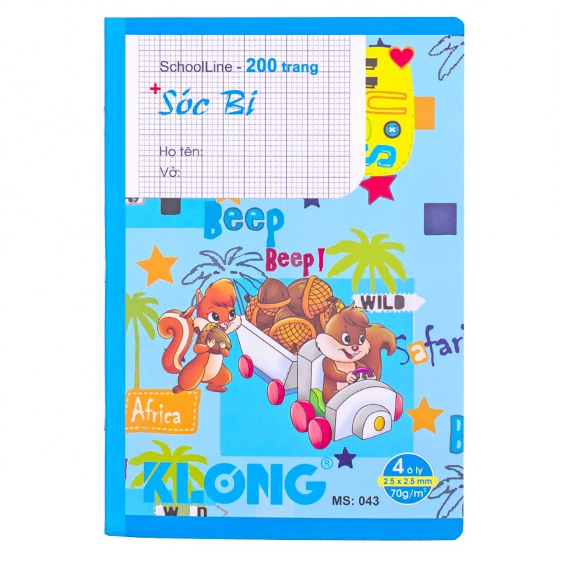 Vở Klong Sóc Bi kẻ 4 ô ly 200 trang : MS 043