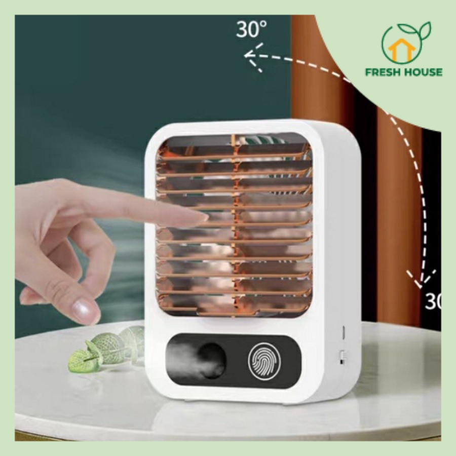Quạt điều hòa hơi nước tích điện mini để bàn 3 tốc độ gió, pin sạc 1500mAh, công suất 4.5W FRESH HOUSE