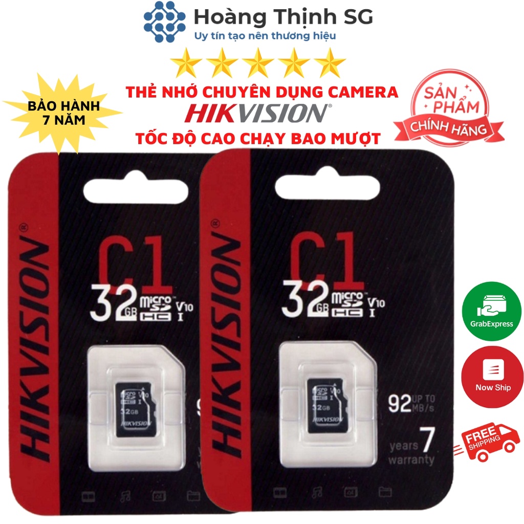 Thẻ nhớ 32GB 64GB microSD Hikvision tốc độ 92MB/S class 10, thẻ nhớ 64GB microSD cho camera - Hàng chính hãng