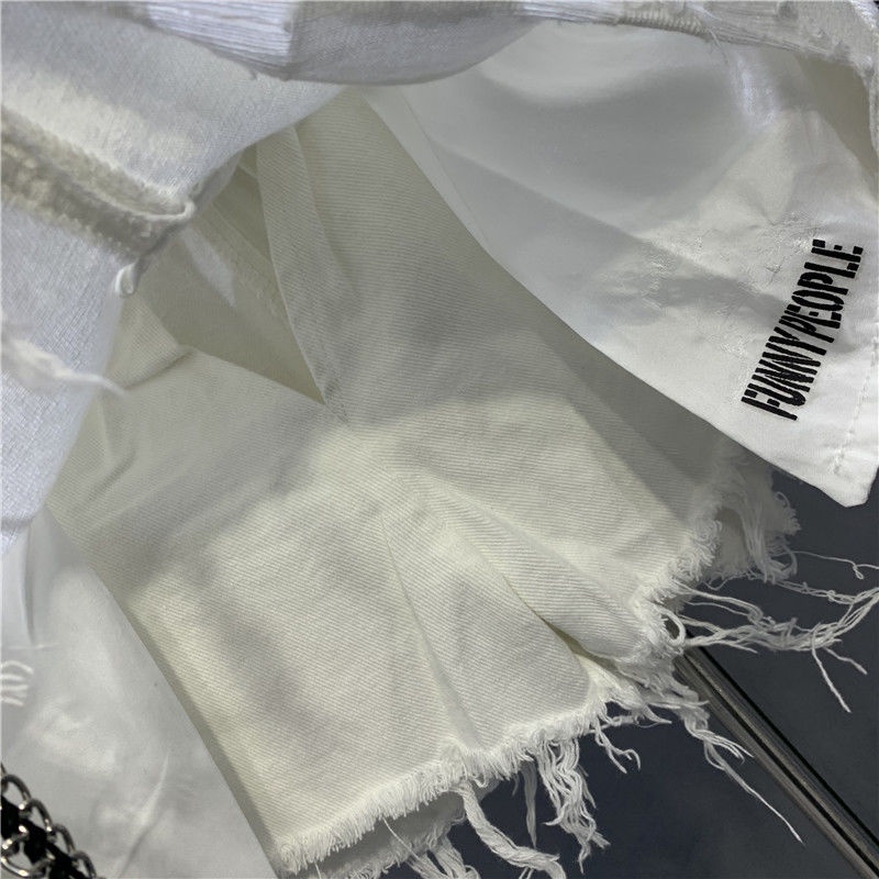 Chân Váy Denim Ngắn Rách Tà Phối Túi Thời Trang Xuân Thu 2023