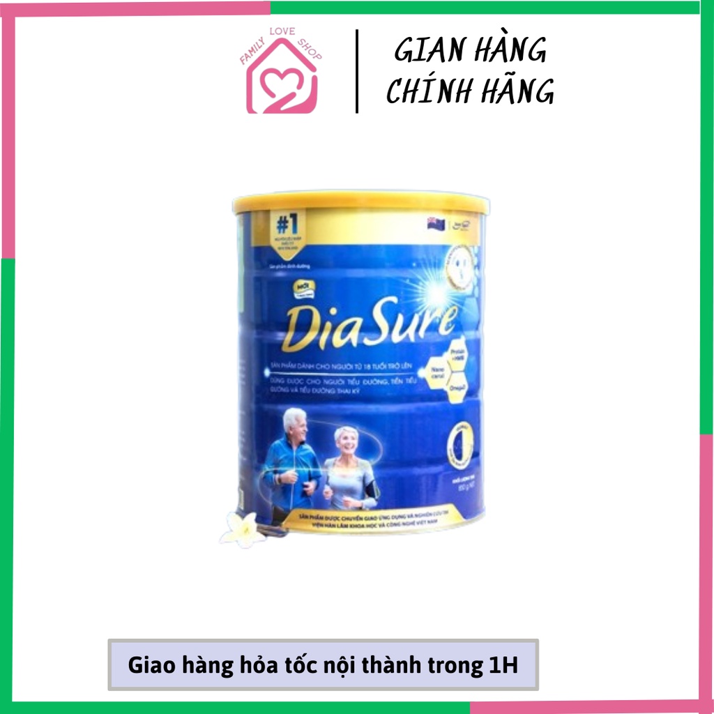 Sữa non tiểu đường DIASURE (hộp 850g) bản mới thêm nano canxi - Giúp ổn định đường huyết chính hãng