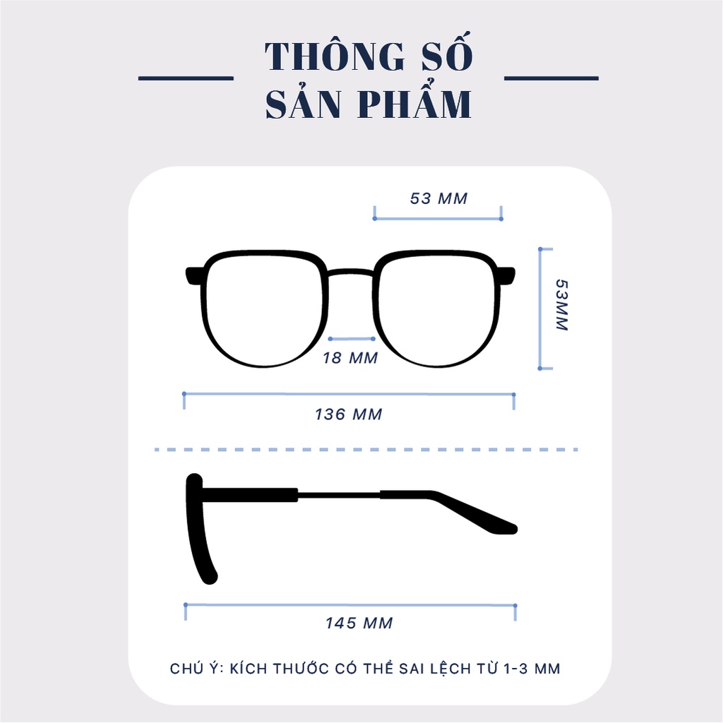 Gọng kính cận nam nữ LB Luxury Eyewear mắt kính tròn gọng kính mềm thoải mái màu sắc thời trang 82 731